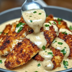 Parmesan Crusted Chicken with Garlic Cream Sauce