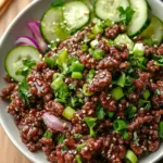 Spicy Keto Korean Beef with Cucumber Salad