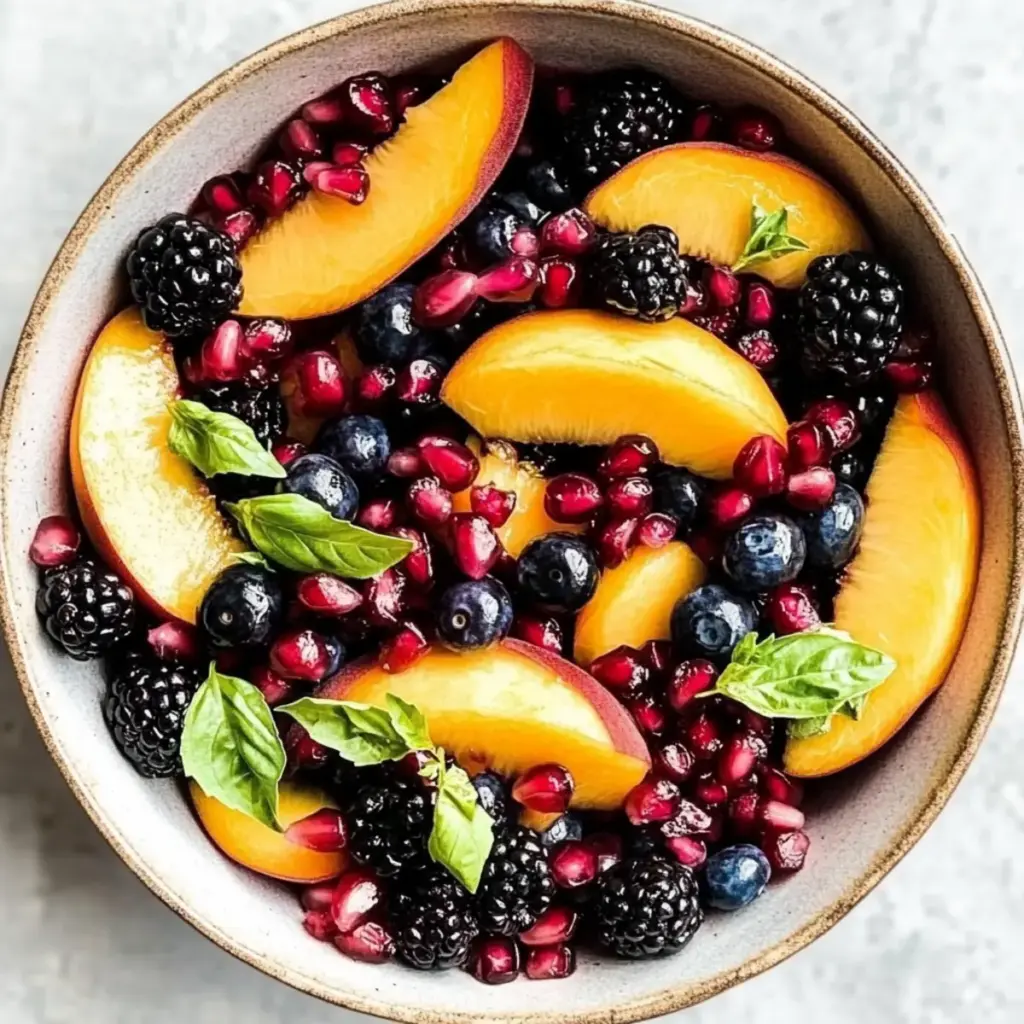 Honey Lime Basil Peach Fruit Salad