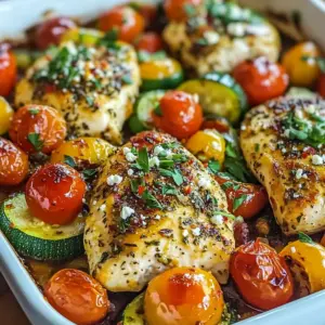 Mediterranean Chicken Zucchini Bake