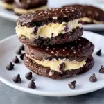 Sandwich Brownie Cookies with Cookie Dough
