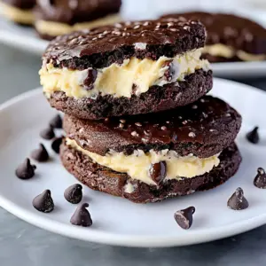 Sandwich Brownie Cookies with Cookie Dough