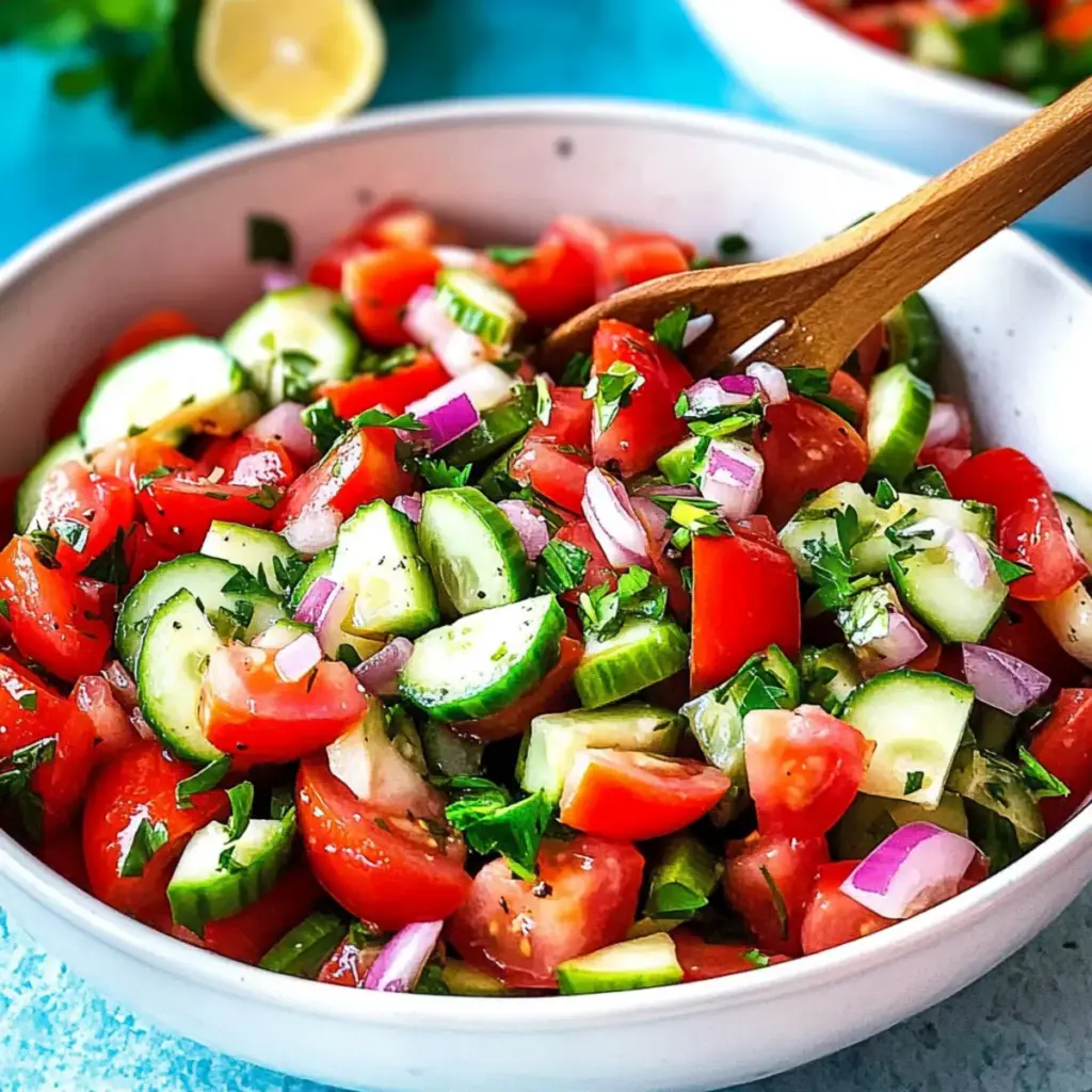 Mediterranean Salad with Tomato and Cucumber