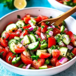 Mediterranean Salad with Tomato and Cucumber