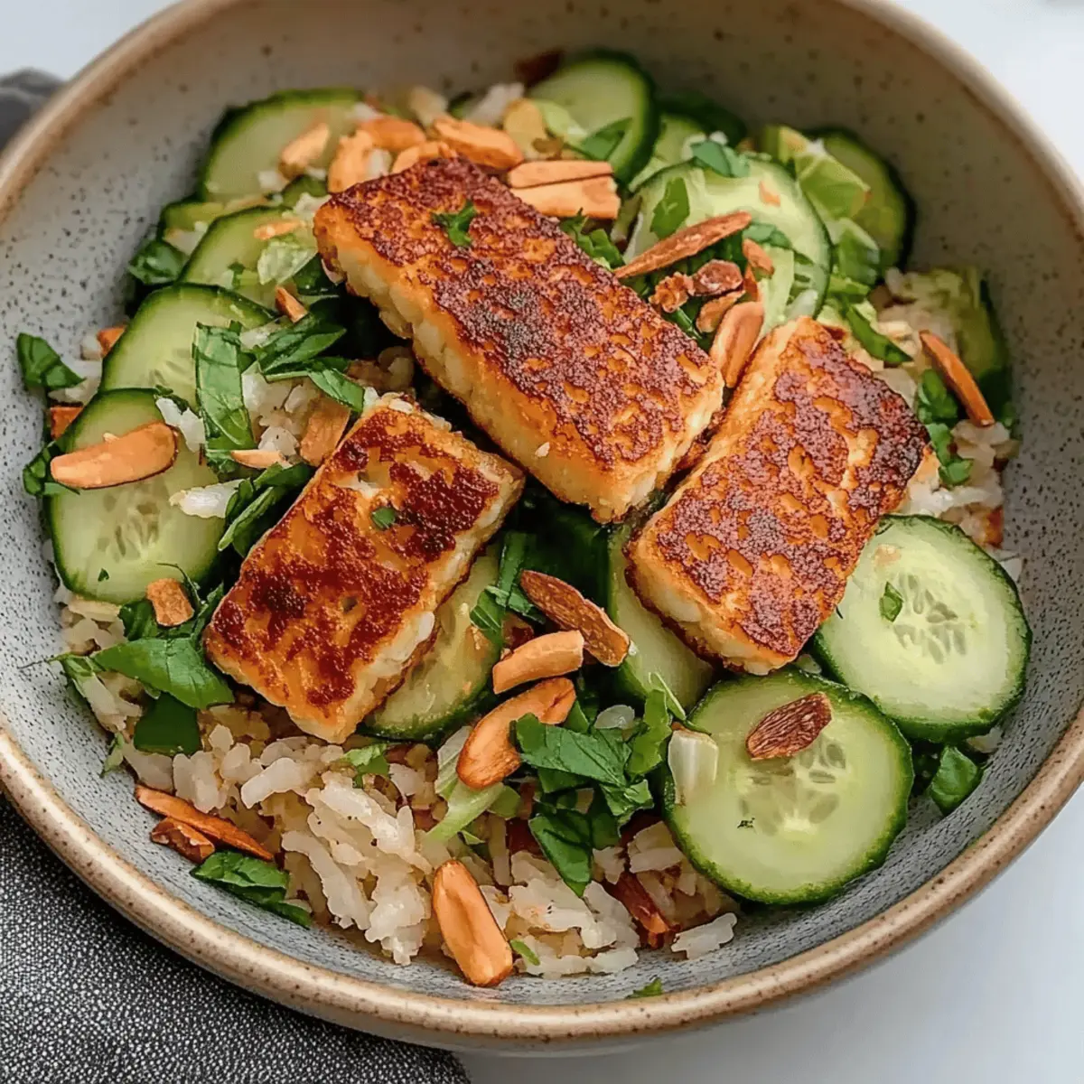 Simple Crispy Rice Salad with Halloumi