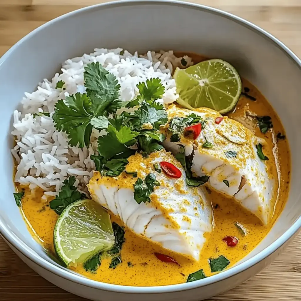 Coconut Lime Fish Curry with Jasmine Rice