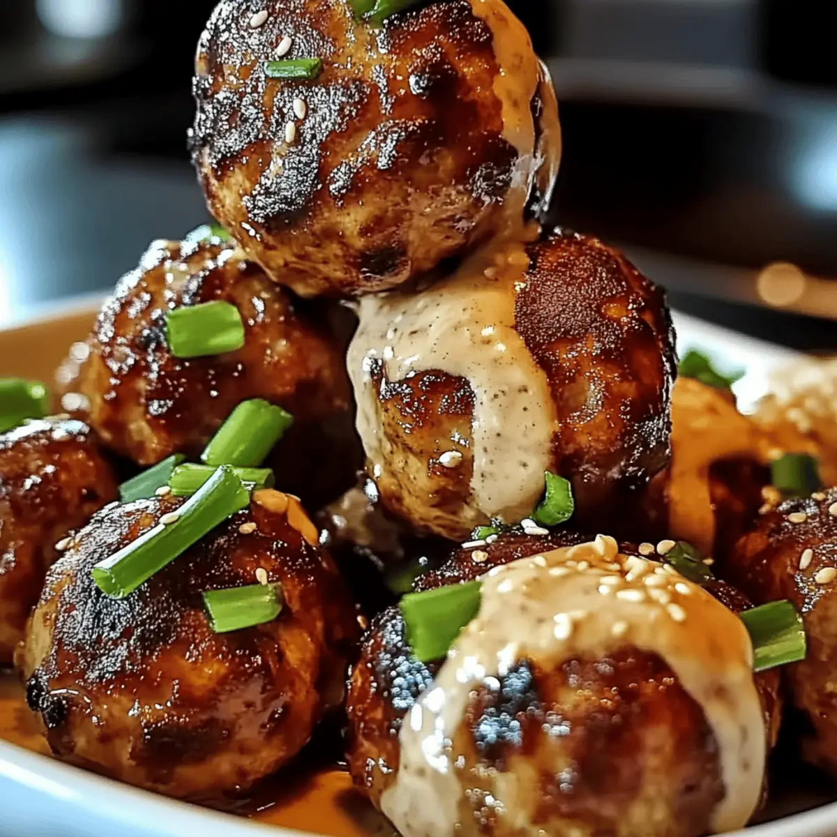 Korean BBQ Meatballs with Spicy Mayo Dip