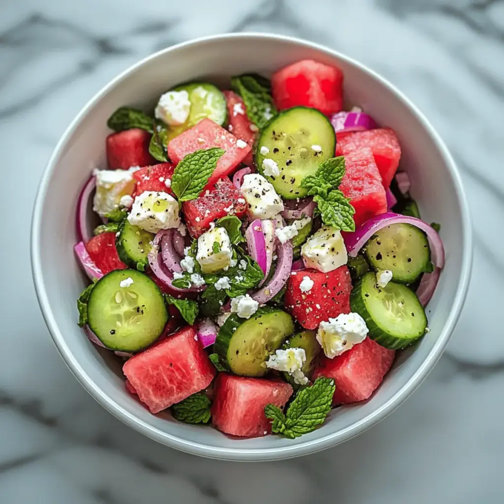 Watermelon Cucumber Feta Salad