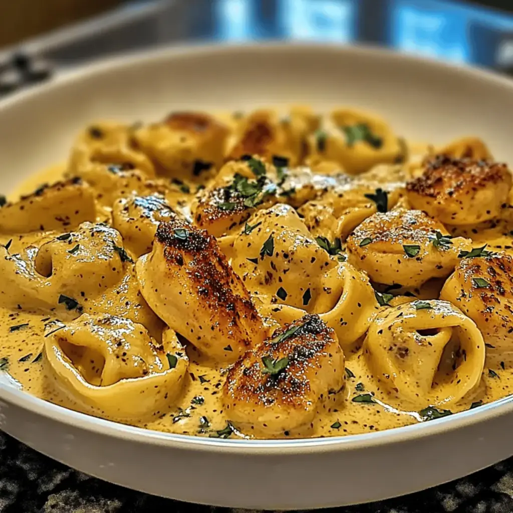 Cajun Chicken Tortellini with Garlic Sauce