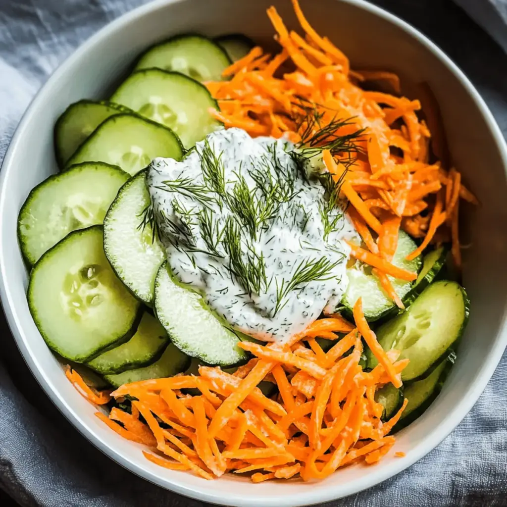 Raw Carrot & Cucumber Salad with a Creamy Dill Vinaigrette