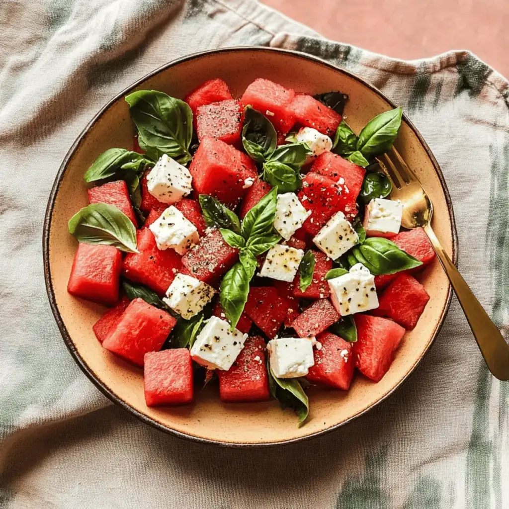 Watermelon Feta Basil Salad