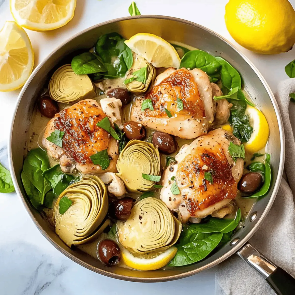 One Pan Lemon Chicken with Artichokes and Olives