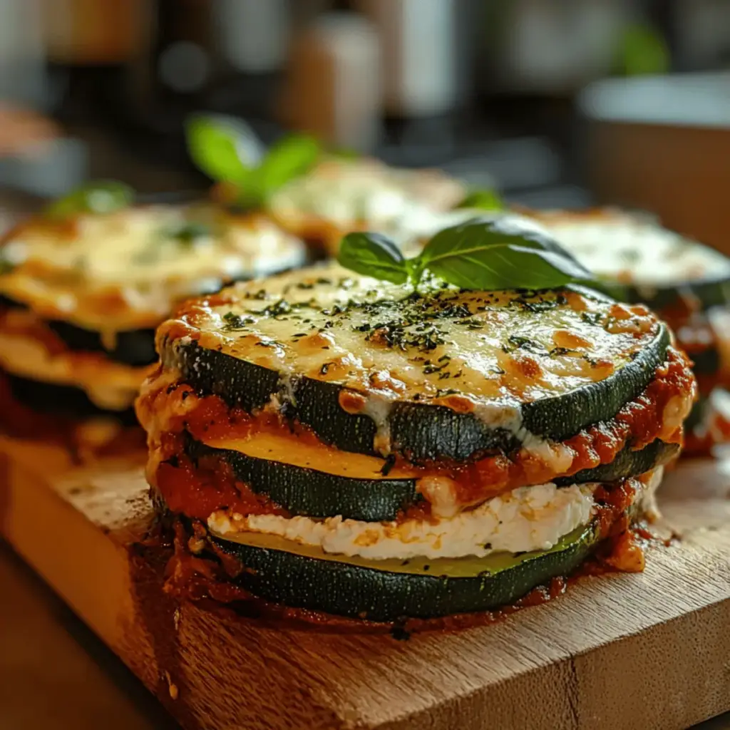 Layered Zucchini Ricotta Melts with Marinara