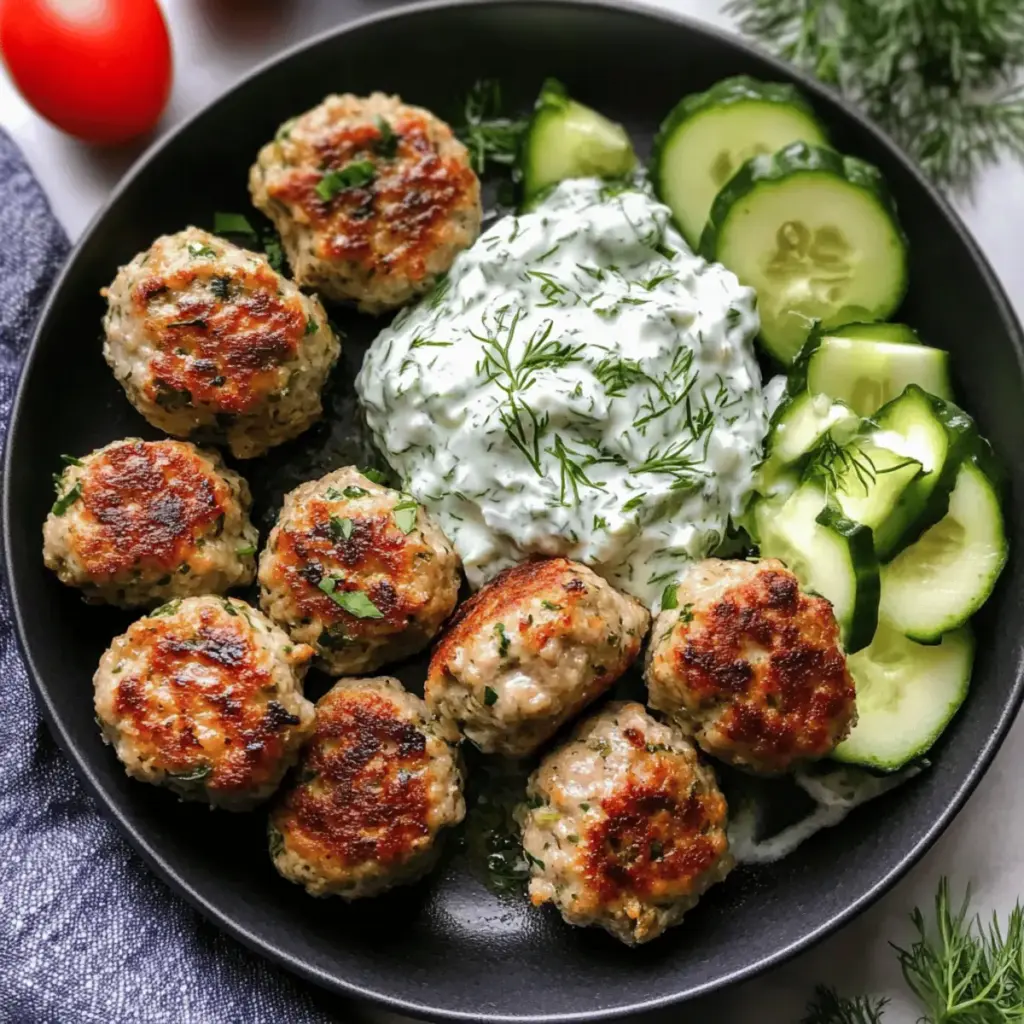 Greek Turkey Meatballs with Tzatziki Sauce