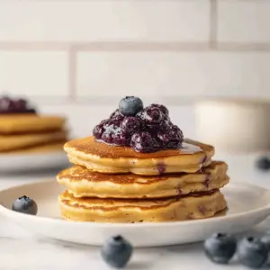 Ricotta Pancakes with Salted Blueberry Butter.
