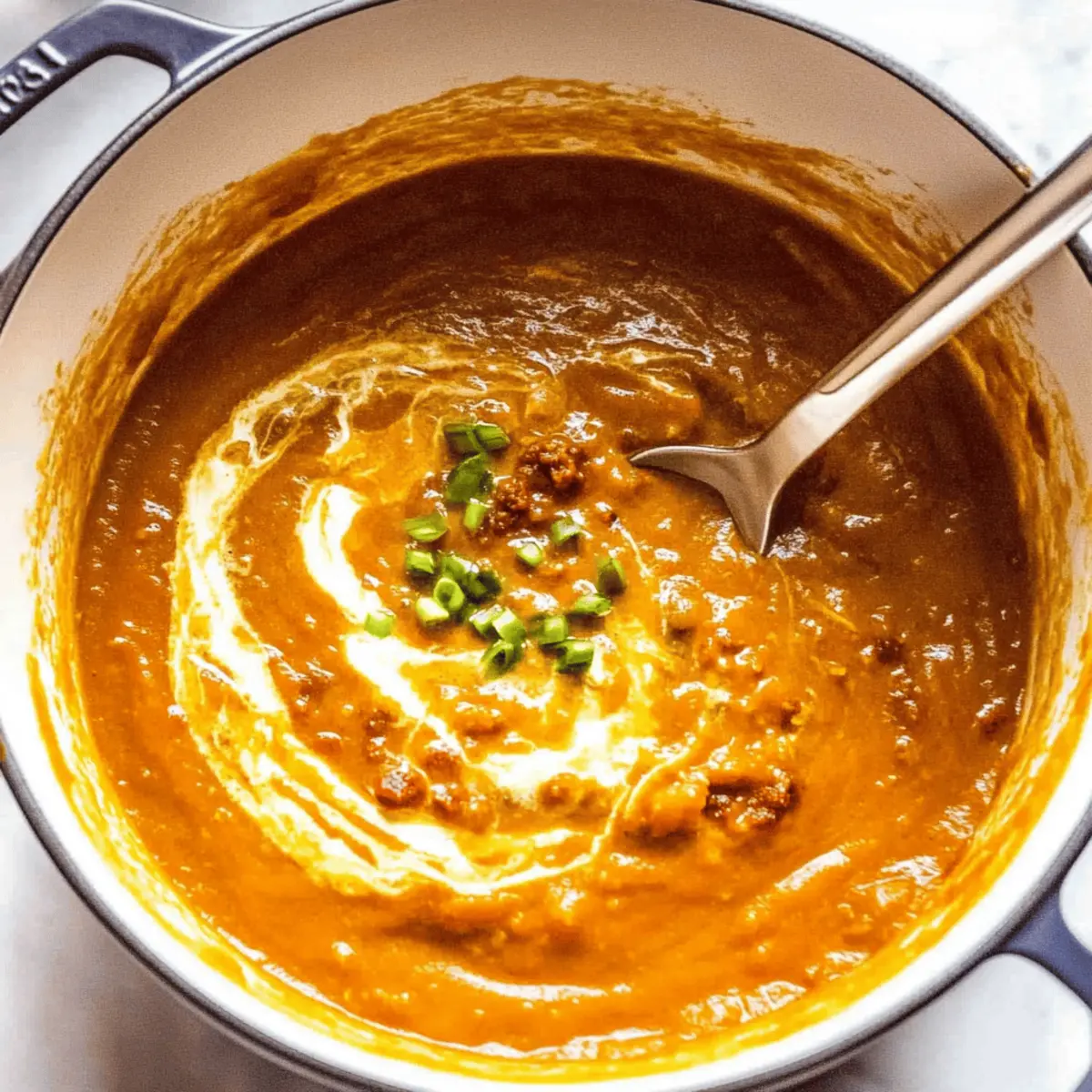 Spicy chorizo pumpkin soup