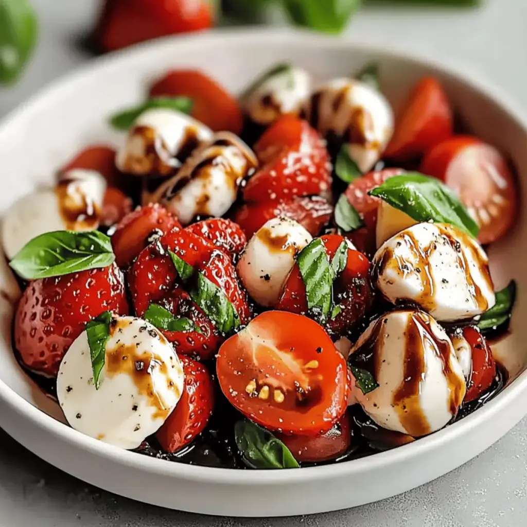 Quick Balsamic Strawberry Caprese Salad
