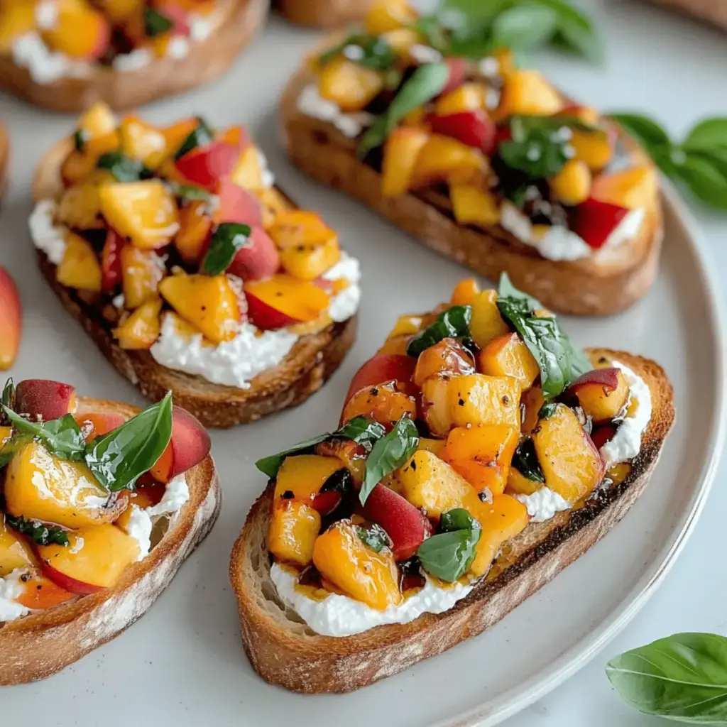 Peach Bruschetta with Whipped Ricotta