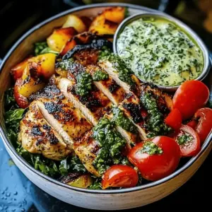 Chimichurri Grilled Chicken Bowl with Garlic Sauce