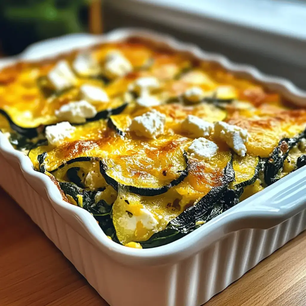 Baked Zucchini Spinach and Feta Casserole