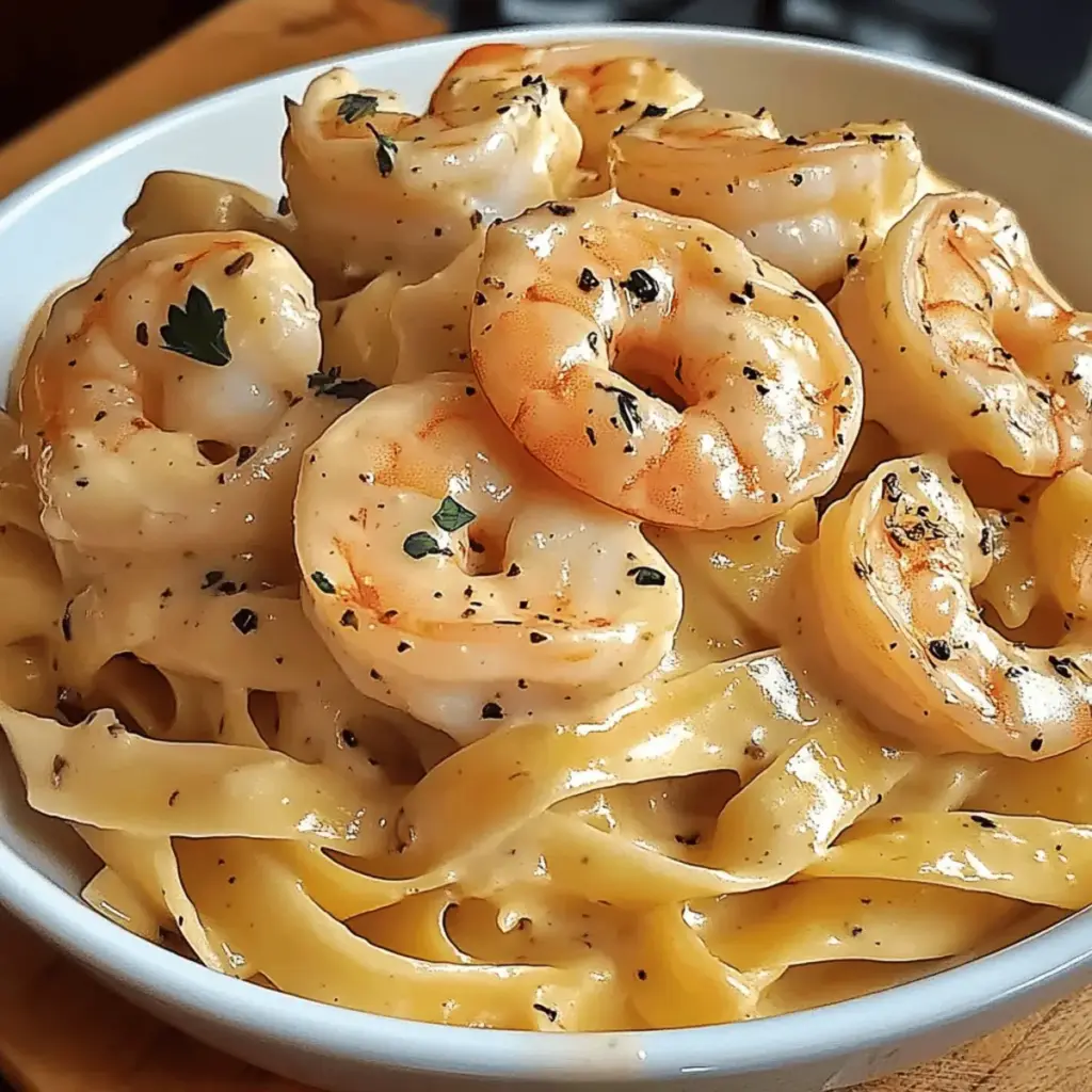 creamy shrimp fettuccine pasta