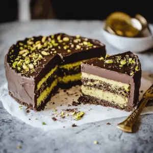 No-Bake Chocolate Pistachio Cake