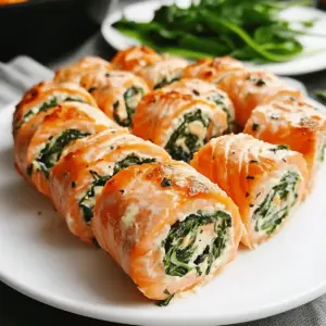 Spinach & Feta Stuffed Salmon Pinwheels
