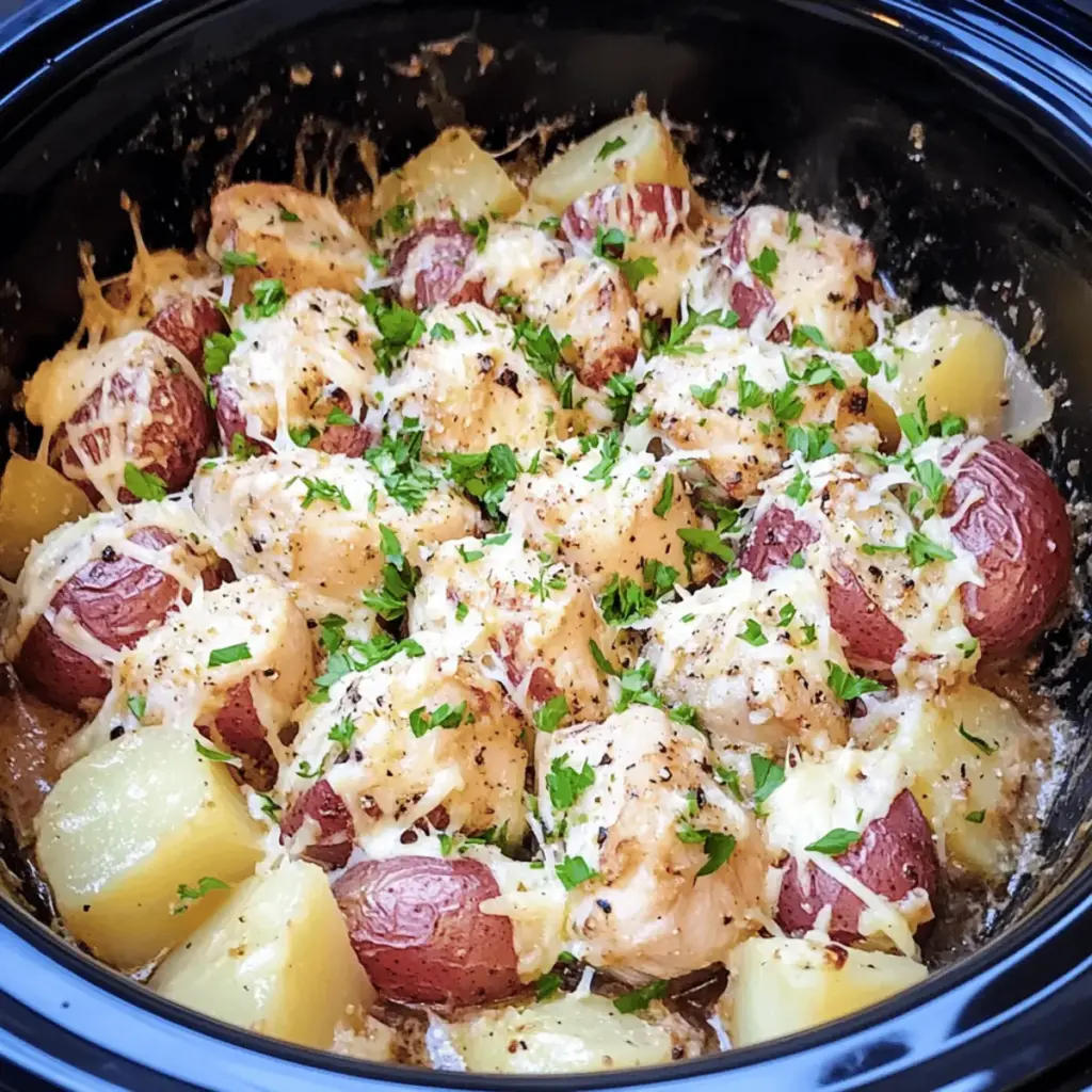 Crockpot Garlic Parmesan Chicken And Potatoes