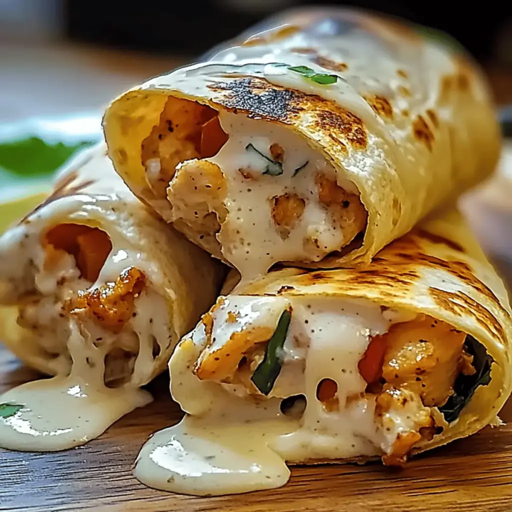 Cheesy Garlic Chicken Wraps