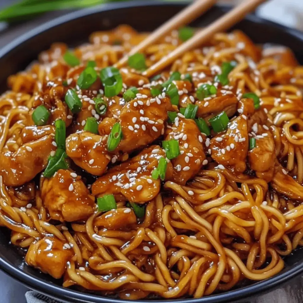 Sticky Garlic Chicken Noodles