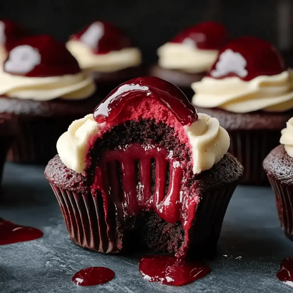 Halloween Vampire Bite Cupcakes