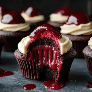 Halloween Vampire Bite Cupcakes