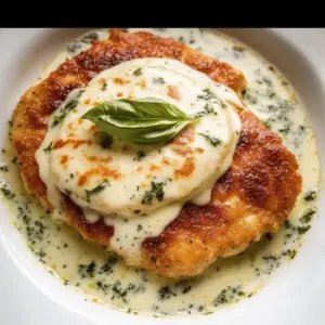 Mozzarella Chicken in Basil Cream Sauce
