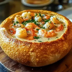 Stuffed Seafood Soup Bread Bowl