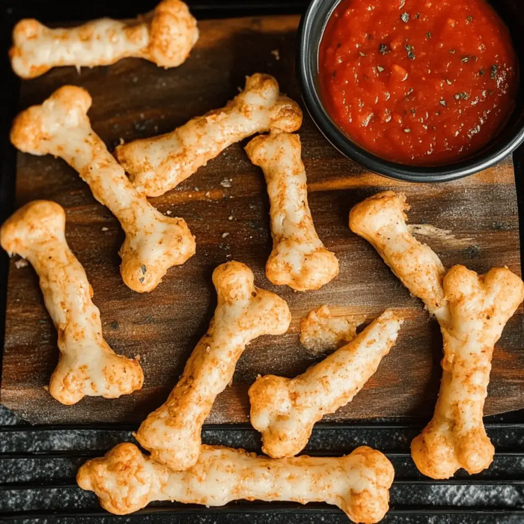 Cheesy Halloween Breadstick Bones