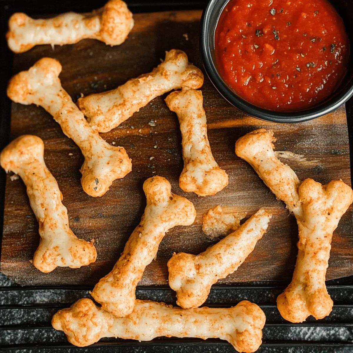Cheesy Halloween Breadstick Bones
