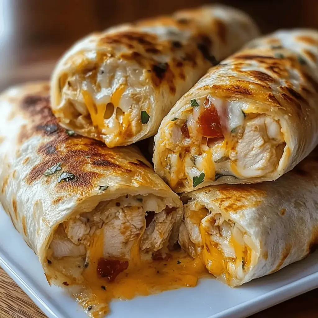 Ooey-Gooey Cheesy Garlic Chicken Wraps