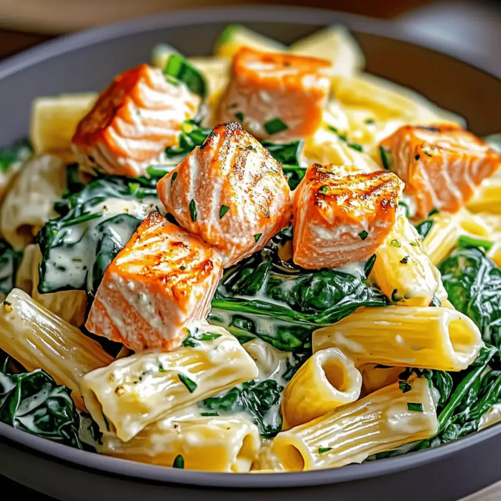 Salmon Spinach Pasta Dish