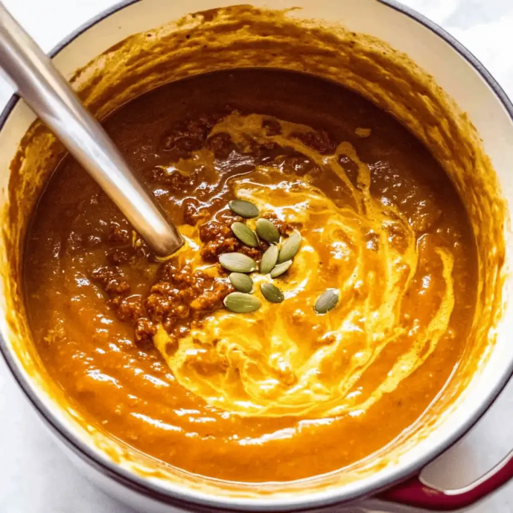 Spicy chorizo pumpkin soup