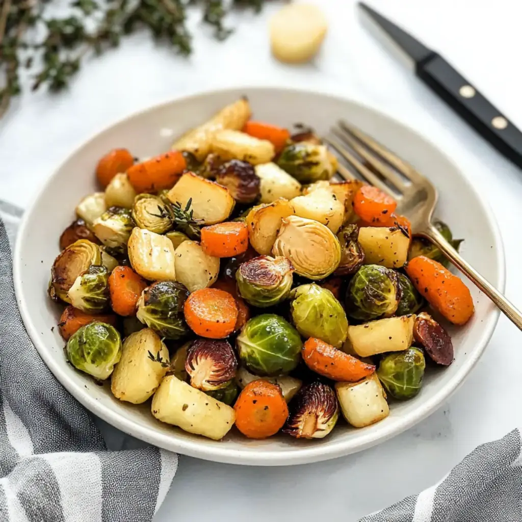 Roasted Brussels Sprouts, Carrots and Parsnips