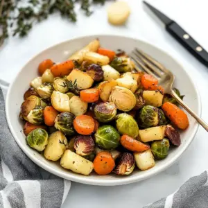 Roasted Brussels Sprouts, Carrots and Parsnips
