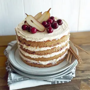Poached Pear & Cranberry Cake