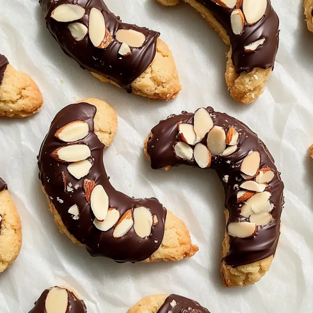 Chocolate Dipped Almond Horn Cookies