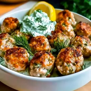Greek Chicken Meatballs with Tzatziki Sauce