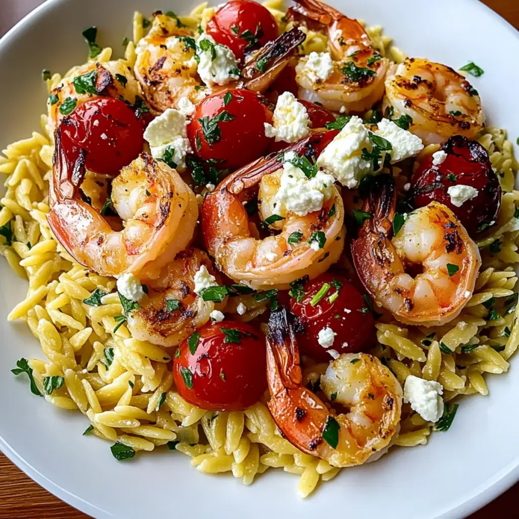 Lemon Feta Orzo Shrimp