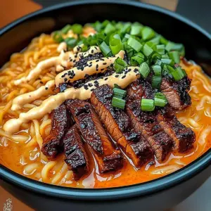 Spicy Korean Ramen with Grilled Beef