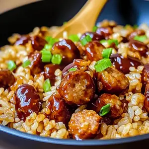 One-Pan Sweet and Tangy BBQ Sausage Rice