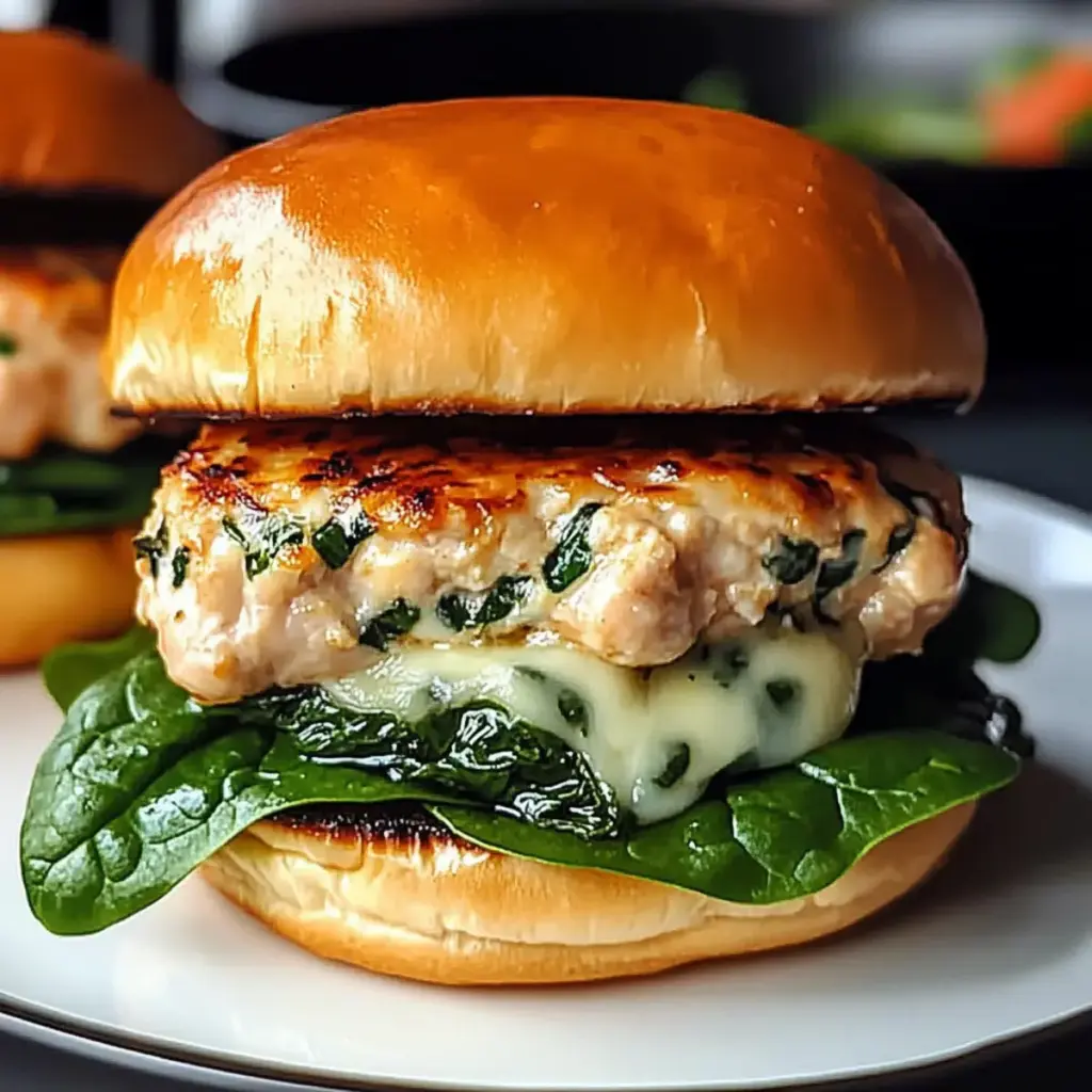 White Cheddar Spinach Chicken Burgers
