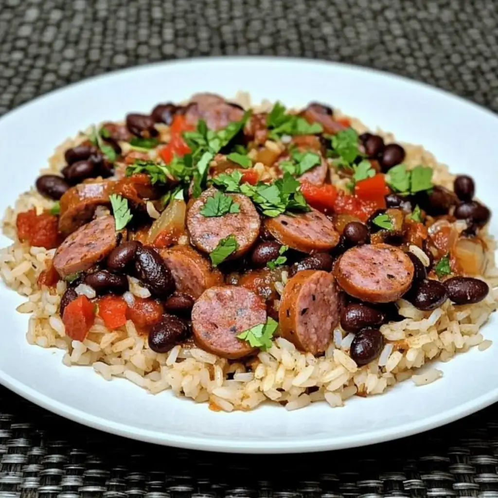 Mexican Black Beans and Rice with Sausage