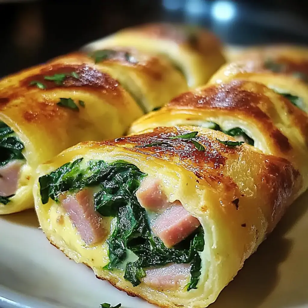 Spinach Ham Breakfast Rolls